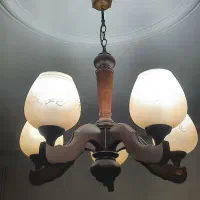 لوستر چوبی ۵ شعله تمیز و بدون ایراد برند DARKAR