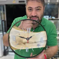 ساعت دیواری چوب فلزی تنه درخت ضمانتی اعداد یونانی