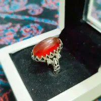 انگشتر موزونایت و عقیق زیرفی