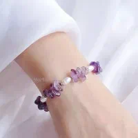 دستبند مروراید پرورشی طبیعی و سنگ آمیتیست