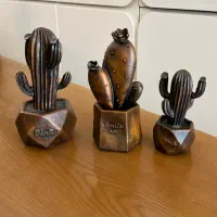 مجسمه تندیس ماکت گلدان کاکتوس ۳تکه کادو دکور