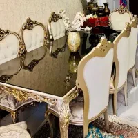 سرویس مبلمان چوبی به همراه میزناهارخوری|مبلمان خانگی و میز عسلی|گرگان, |دیوار