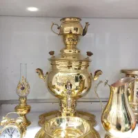 سماور برنجی زغالی ساده  با کیفیت با سرویس کامل