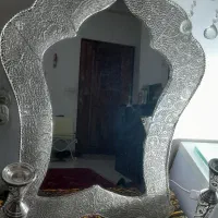 اینه وشمعدون وسینی عتیقه کار دست