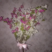 دسته گل مصنوعی صورتی سفید