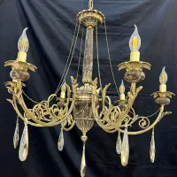 سنگی کلاسیک پرکار تک شعله ۶شاخه لوستر برنجی|لوستر و چراغ آویز|تهران, نعمت‌آباد|دیوار