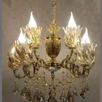 لوستر پنج شاخه ده شعله برنز اصل (جمعه باز میباشد)