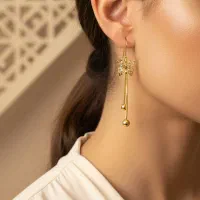 گوشواره آویز مدل پاپیون با رو کش آبکاری طلا