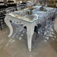 میز پلیمر مدل باکارات سفید تالاری/ رستورانی