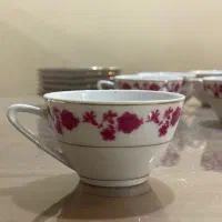 ست ۶ نفره فنجان قهوه‌خوری چینی قدیمی گل‌دار