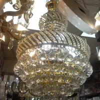 لوستر برنجی طلایی باگوی کریستال