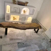 میز چوب نارون و رزین پایه فلز رنگ کوره ای کار دست