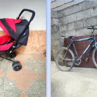 فروش یک عدد دوچرخه و یک عدد کالسکه بچه