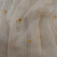 پرده حریر ترک با گل های برجسته دست دوز ، کاملا نو