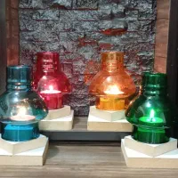 جا شمعی فانوسی سکه ای شیشه ای تزئینی «برای عید»