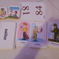 تعدادی فلش کارت انگلیسی و چوب خط