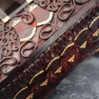 سطل و جا دستمال کاغذی چرم شتر مرغ|صنایع دستی و سایر لوازم تزئینی|کاشان, زیدی|دیوار