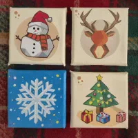 تابلو نقاشی دست‌ساز کریسمسی (اکریلیک روی بوم)