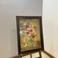 تابلو  ترکیبی روبان دوزی و نقاشی