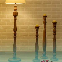 ست آباژور چوبی خراطی شده|چراغ خواب و آباژور|مشهد, آبکوه|دیوار