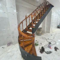 پله نرده کف پله کلبه سوئیسی نجاری ترموود