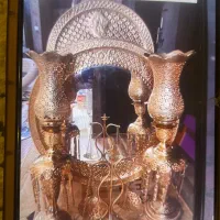 اینه شمعدان روکش اب طلا قدمت دار ۵۰ سال