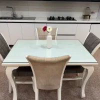 مبل۷نفره ومیزناهارخوری ۴نفره کرم وطوسی|مبلمان خانگی و میز عسلی|دوگنبدان, |دیوار