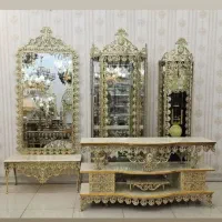 برنز ویترین بوفه ساعت آینه کنسول میز برنج برنزی