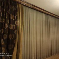 پرده پذیرایی با والان مخمل ترک وآستر با کتیبه(تاج)