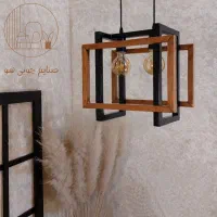 لوستر چوبی دو شاخه
