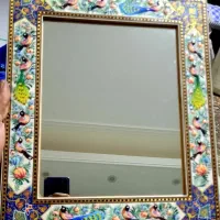 آینه قاب خاتم و نقاشی گل مرغ