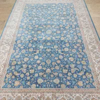 فرش امیرزاده دوتا 6متری ابی کاربنی هزارودویست شانه