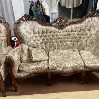 مبل ۹ نفره چوب گردو با ۲ تا جلو مبلی|مبلمان خانگی و میز عسلی|قم, انصارالحسین|دیوار