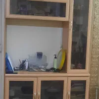 بوفه ویترین تمامMDF شیشه دودی،میز ناهارخوری
