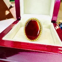 انگشتر فوق کلکسیونی عقیق سرخ هاله دار صفوی خراسانی|بدلیجات|تبریز, |دیوار