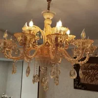 لوستر کریستال شیشه ای در حد نو وارداتی۱۵شاخه|لوستر و چراغ آویز|تهران, نازی‌آباد|دیوار