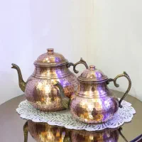 ست کتری قوری مسی دسته برنجی مس لادن زنجان