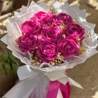 دسته گل روبانی وباکس هدیه وگل روبانی