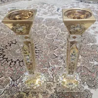 جفت شمعدان طلاکوب اصل چک