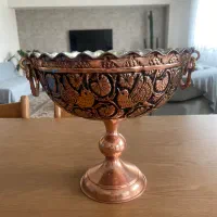 میوه خوری مسی قلم کاری پایه دار