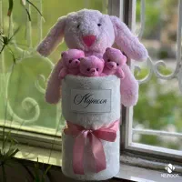 بوکت خرگوش و دستگل عروسک خرگوش و خرس در دو رنگ