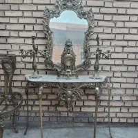 آینه شمعدون ساعت ومیز برنجی