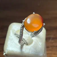 انگشتر های نقره زنانه عقیق زرد یمنی شرف الشمس