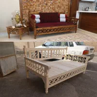 تخت سنتی مبل گره چینی نیمکت چوبی باغ منزل ویلا