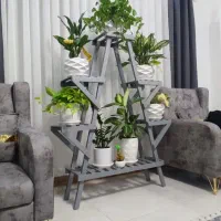 جای گلدان چوب نراد با گلدان سرامیکی