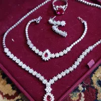 سرویس نقره با انگشتر نقره نگین قرمز|جواهرات|تهران, تهران‌ویلا|دیوار