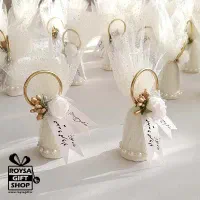 گیفت عروس و شمع دسته گل روبانی|گل مصنوعی|قزوین, |دیوار