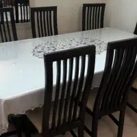 میز نهار خوری 8 نفره-شیشه 10 میل-به همراه 8 صندلی