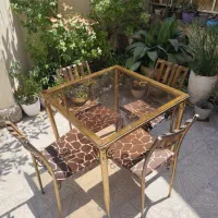 میز ناهار خوری طلایی چهار نفره مینی فرفورژه