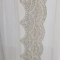 پرده والانهای تور ترک لبه حاشیه تمام گلدوزی|پرده، رانر، رومیزی|تهران, شهرک آزمایش|دیوار